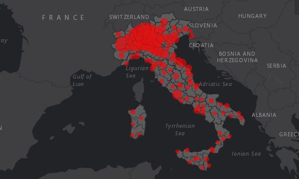 Mappa Coronavirus in Italia